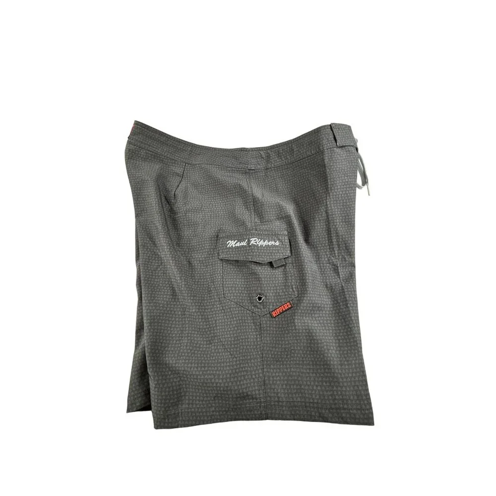 Maui Rippers Board Shorts Mens 14 Gray Quick-Dry Side Pocket Drawstring